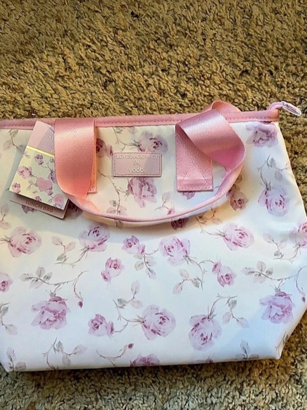 LoveShackFancy x target Ribbon Rosa Lunch Tote Pink & White